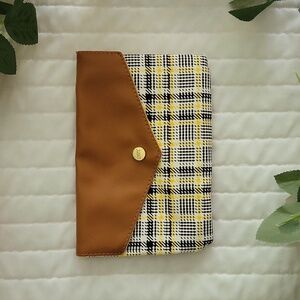 IPSY Brown, Black and Yellow Gingham Empty Cosmetic Bag